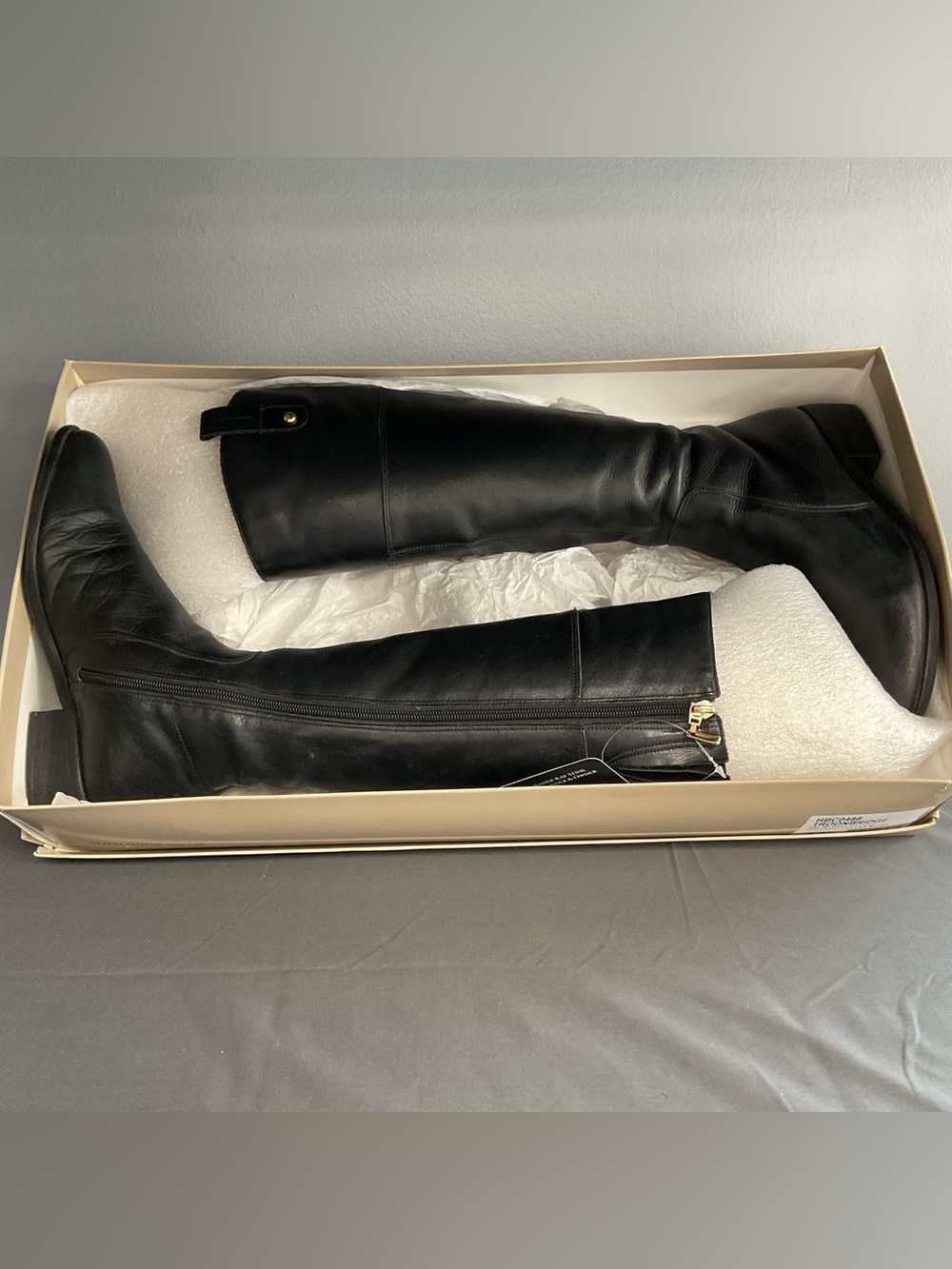 Women's Over-the-Knee Black Leather Boots with Side Zip